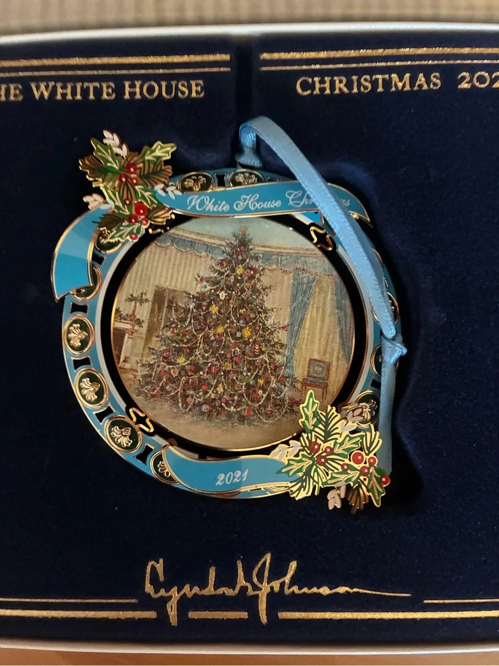 White House Historical Association 2021 Christmas Ornament Lyndon Johnson In Box